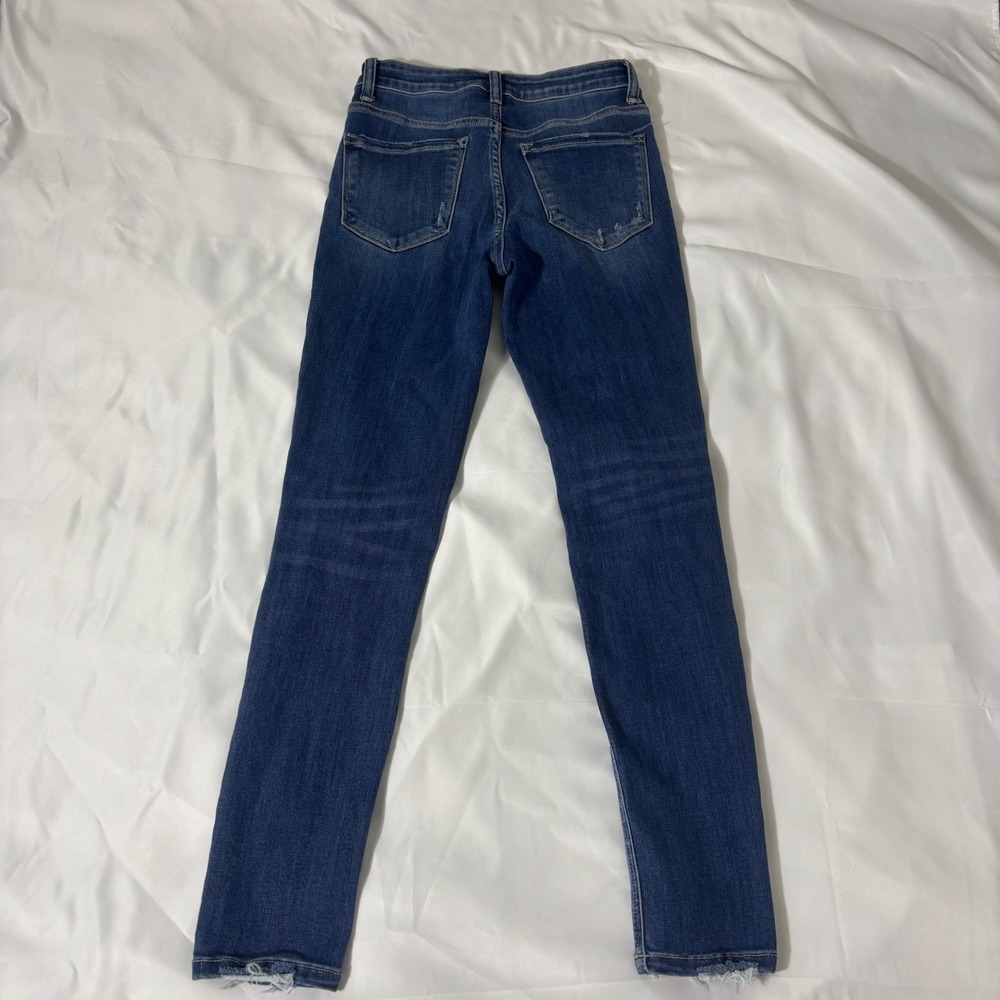 Flying Monkey Womens Distressed Skinny Jeans Dark Wash Raw Hem Y2845 Size 26 - Picture 2 of 6